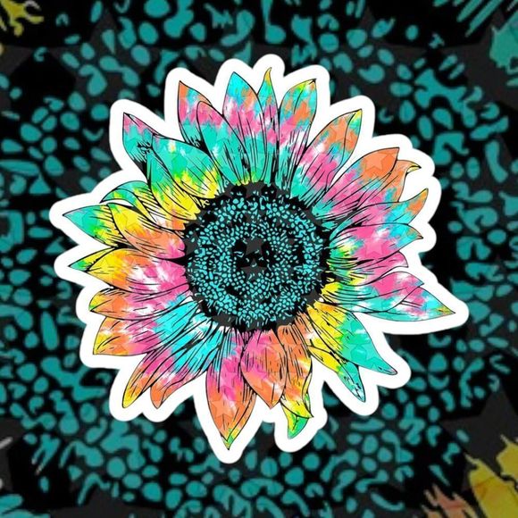 Tie Dye Sunflower Sticker Pack Of 3 - Picture 1 of 1